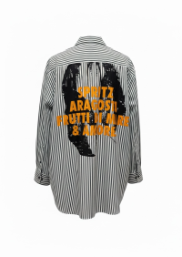 ZOYA APPAREL "Πουκάμισο Ριγέ με Στάμπα στην Πλάτη"