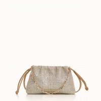 CHRISTINA MALLE "CECILIA" Silver Straw Mini Bag