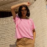 LOLISTY "T-SHIRT WITH DECORATIVE DIAGONAL SEAMS"