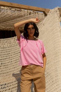 LOLISTY "T-SHIRT WITH DECORATIVE DIAGONAL SEAMS"