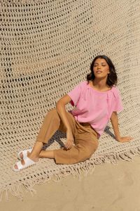 LOLISTY "PANTS IN POPLIN WITH DECORATIVE SEAMS" - Image 3