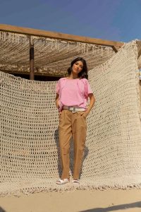 LOLISTY "PANTS IN POPLIN WITH DECORATIVE SEAMS"