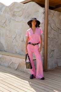 LOLISTY "LINEN PANTS WITH DIAGONAL SEAMS"